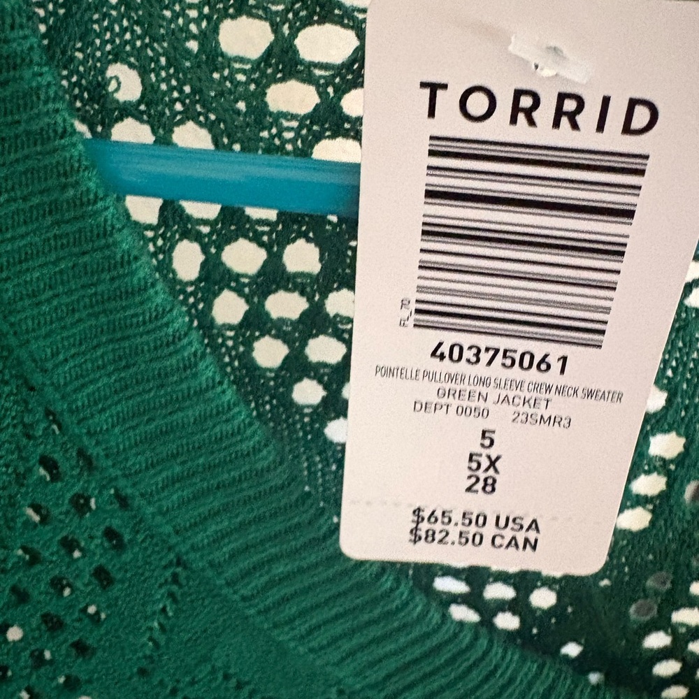 Torrid Green Pointelle Crew Neck Sweater